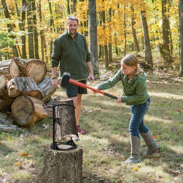 thumbnail interactive-video image 1 of Manual Log Splitter Wedge - 16" X 6" X 1" - Simond Store Heavy Duty Wood Splitter 1 of 3