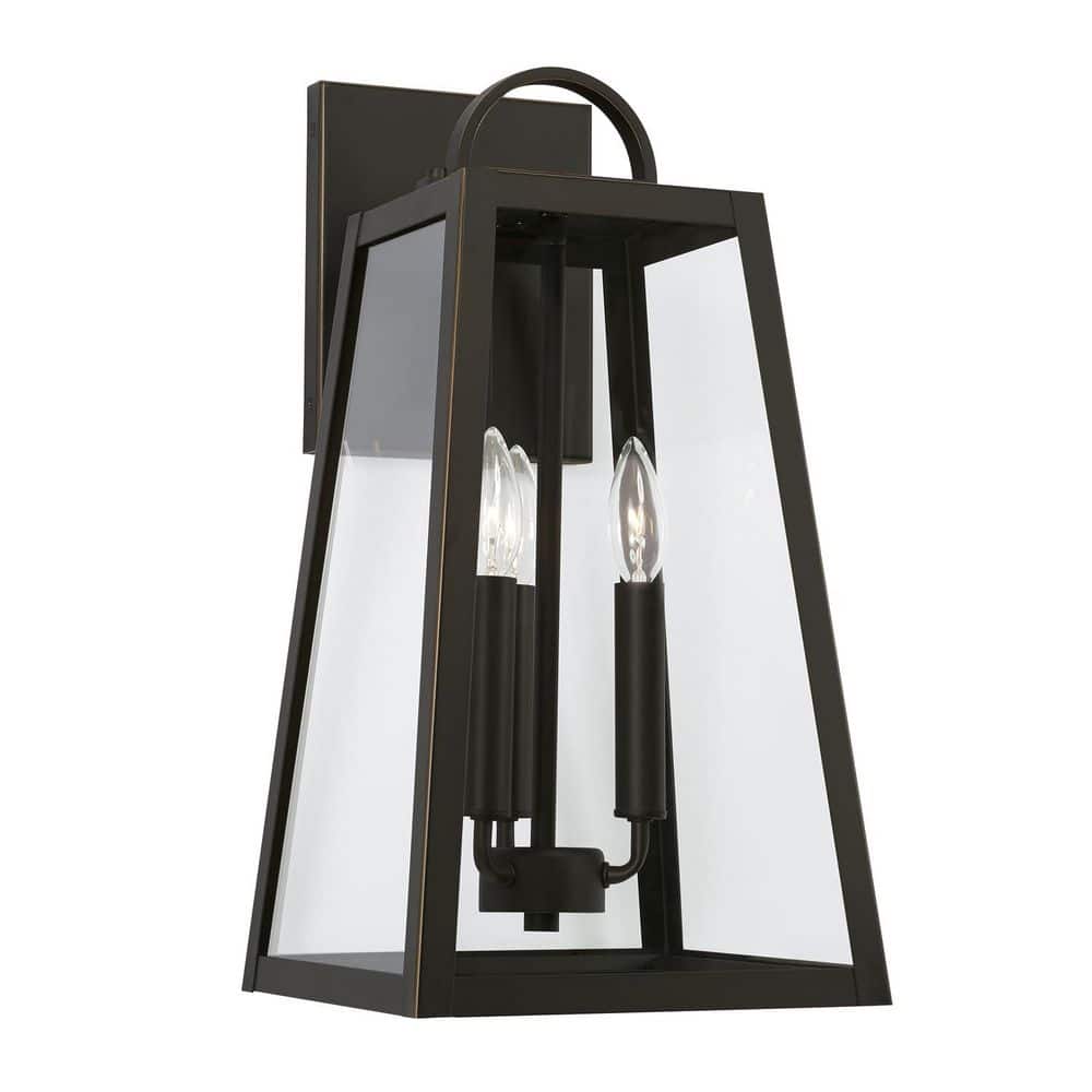 Leighton 19.5 in. 3-Light Oiled Bronze Outdoor Hardwired Wall Lantern Sconce with Clear Glass and No Bulbs Included price history on PriceWatchPro