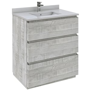Formosa 30 in. W x 20 in. D x 35 in. H Bath Vanity in Ash with White Vanity Top with White Single Sink