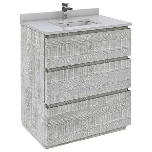 Fresca Formosa 30 in. W x 20 in. D x 35 in. H Bath Vanity in Ash with White Vanity Top with White Single Sink
