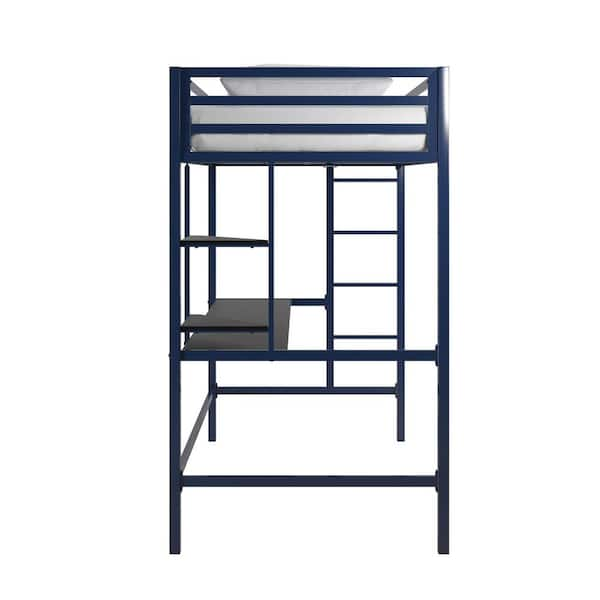 Novogratz maxwell metal twin loft store bed with desk & shelves