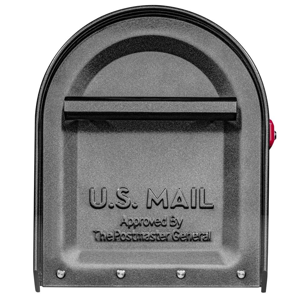 Sequoia Large Pewter Steel Post Mount Mailbox