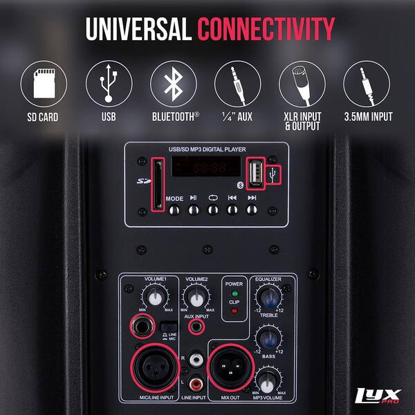 LYXPRO 10 in. Portable PA Speaker Powered, PA System with