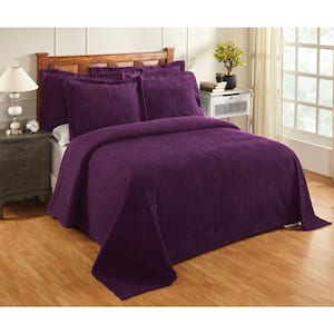 Jullian Collection 3-Piece Plum King 100% Cotton Tufted Unique Luxurious Bedspread Set