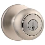 Cove Satin Nickel Keyed Entry Door Knob Featuring SmartKey Security