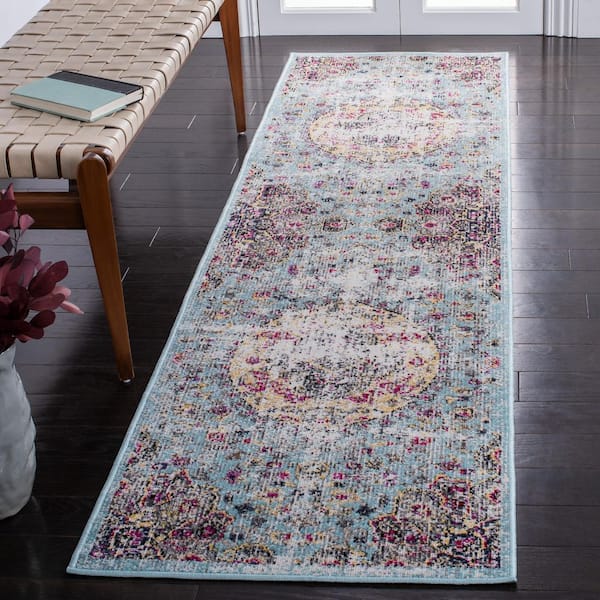 Montage Blue/Multi 2 ft. x 8 ft. Distressed Medallion Indoor/Outdoor Runner Rug