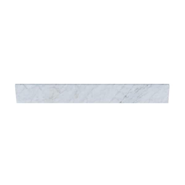 37 in. W x 0.75 in. x 4 in. Natural Carrara Marble Bathroom Vanity Backsplash
