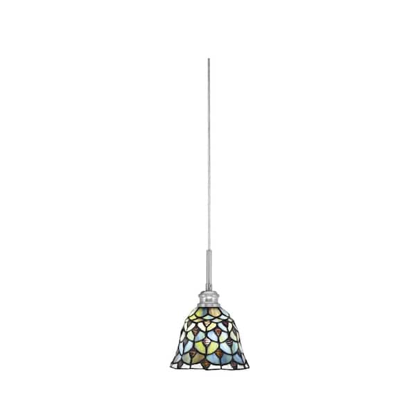 Unbranded Albany 60-Watt 1-Light Brushed Nickel Pendant Mini Pendant Light Crescent Art Glass and Light Bulb Not Included