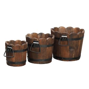 Small 8.2 in. Dia Wood Planter Flower Pot (3-Pack)