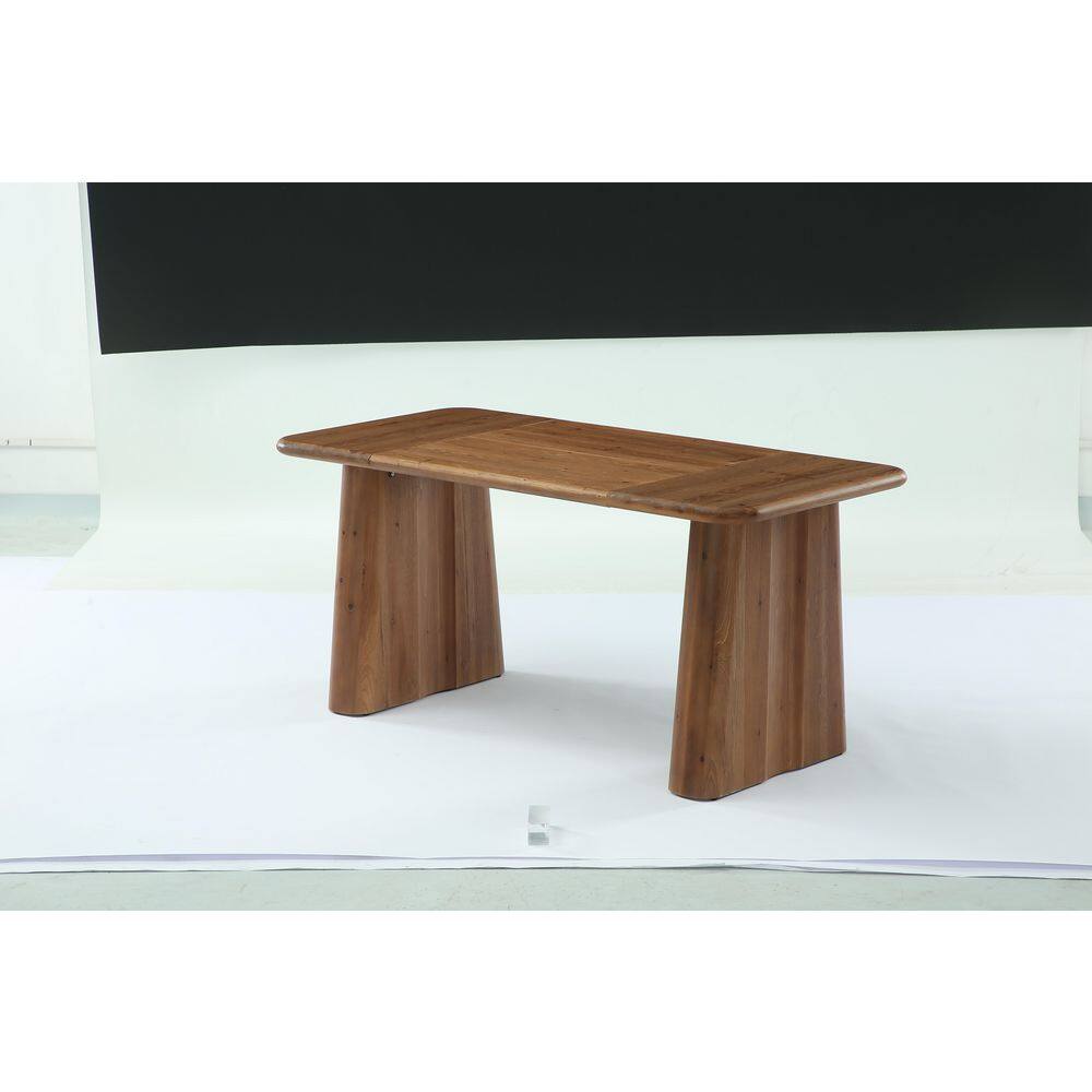 Roesler Brown Solid Wood 63 in. Sled Base Dining Table Seats 6