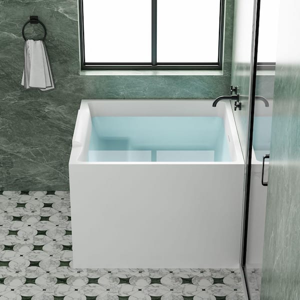 WELLFOR ZEN 39 in. x 39 in. Pure Acrylic Square Japanese Soaking