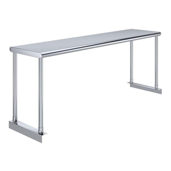 12 in. Wide x 48 in. Long x 18 in. High Stainless Steel Single Overshelf for 48 in. Long Kitchen Prep Table.