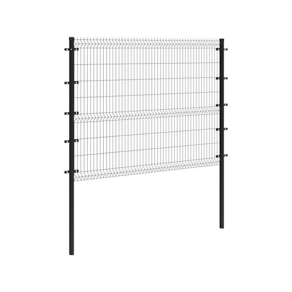 Single-Wire 250 ft. x 6 ft. Steel Flat Top Spaced Black Fence Panel Package