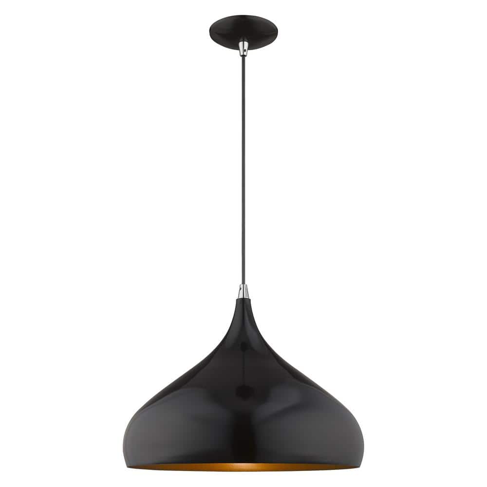 Shiny Black and Gold Mini Pendant Light