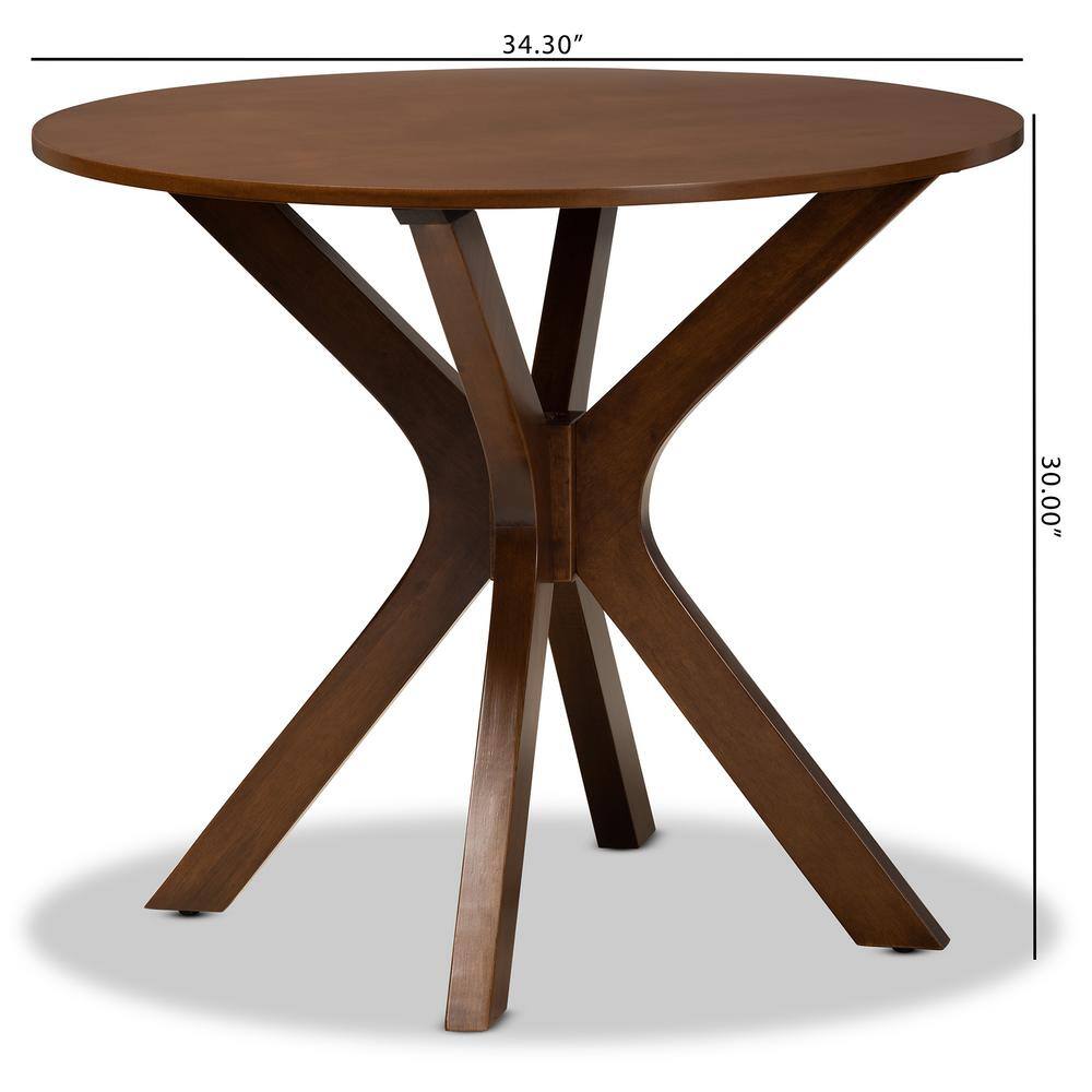 Kenji 35" Walnut Brown Round Wood Dining Table