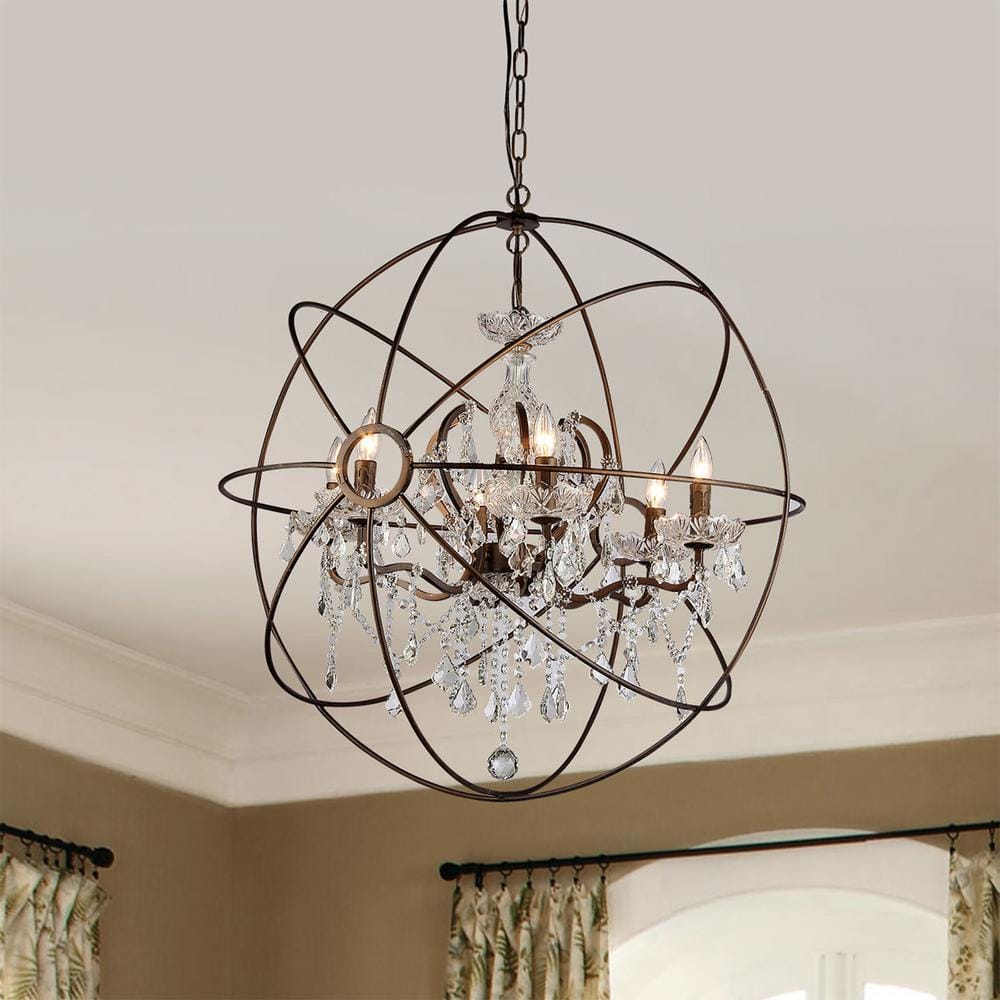 Antique Bronze Crystal Cage Chandelier 33"x23"