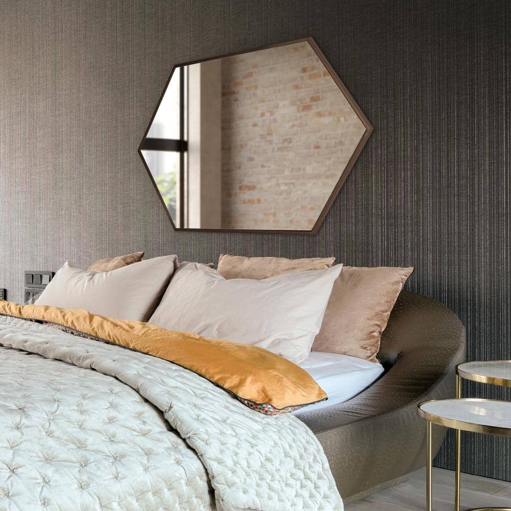 Geometric Bronze Hexagon Full Length Wall Mirror 31"x22"