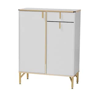 Lilac White and Gold Shoe Storage Cabinet