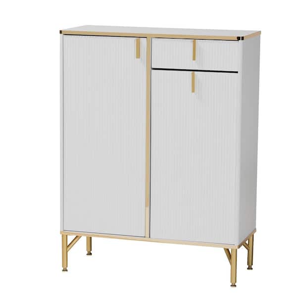 Baxton Studio Lilac White and Gold Shoe Storage Cabinet