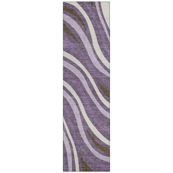 Chantille Machine Washable Indoor/Outdoor Abstract ACN2490 Plum 2 ft. x 7 ft. Runner Rug