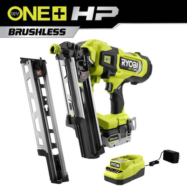 ONE+ HP 18V Brushless Cordless AirStrike 21° Framing Nailer Kit w/ 4Ah Battery, Charger & 21° Extended Capacity Magazine