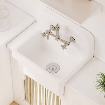 Eridanus Mason 8 Gal. 16 in. D x 21 in. W Wall Mount Laundry/Utility Sink in Crisp White with Basket Strainer ERI-US-201