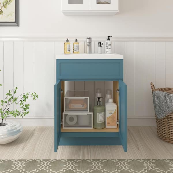 Vanity Art 24 in. W x 21 in. D x 32.5 in. H 2-Doors Bath Vanity Cabinet without Top in Sea Green
