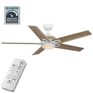 Lowry 52 in. White Color Changing LED Indoor Matte White Ceiling Fan with Remote and Light Included