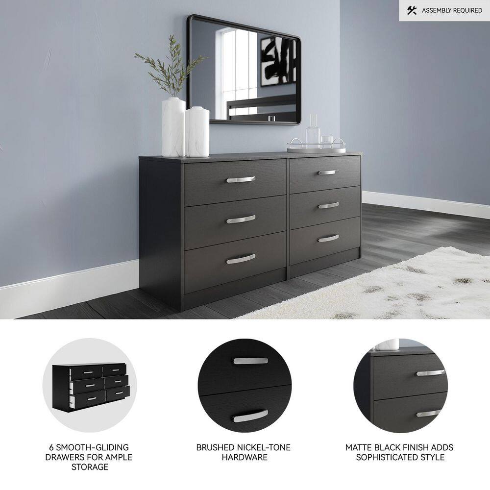Finch Black 6 Drawer 59 in. Dresser - thumbnail 3