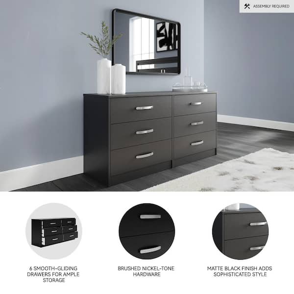 Signature DESIGN BY ASHLEY Finch Black 6 Drawer 59 in. Dresser