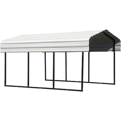 10 ft. W x 15 ft. D Eggshell Galvanized Steel Carport, Car Canopy and Shelter