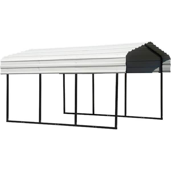 Arrow 10 ft. W x 15 ft. D x 7 ft. H Eggshell Galvanized Steel Carport, Car Canopy and Shelter