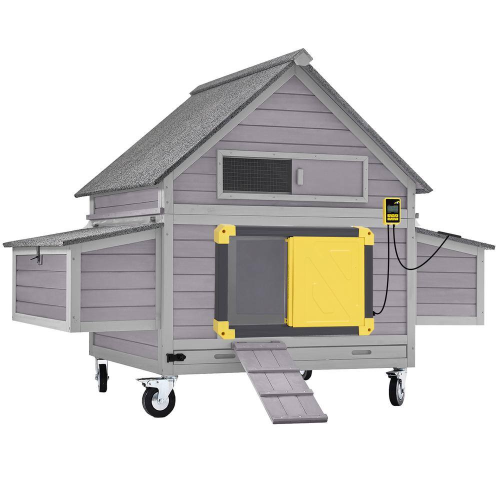 Large Chicken Tractor for 2/4-Chickens with Automatic Chicken Door (Black F