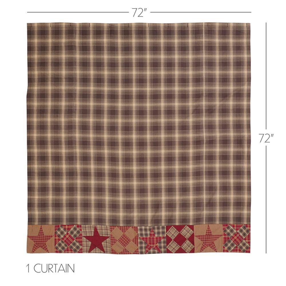 Dawson Star Patchwork Brown Plaid Cotton Shower Curtain