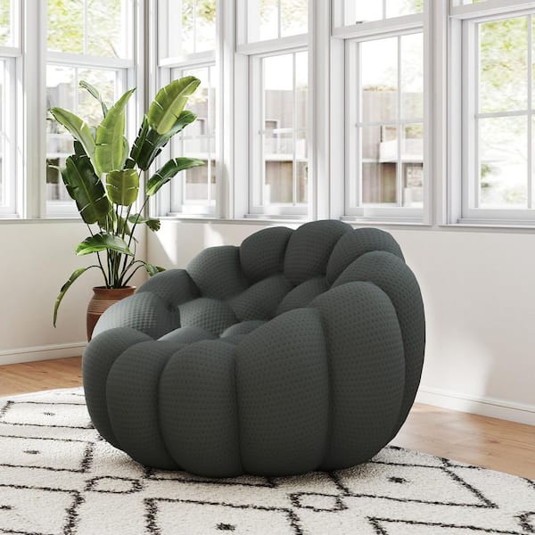 49.2 in. Bubble Lazy Sofa Armless 3D Knitted Fabric Curved Sectional Sofa in Gray