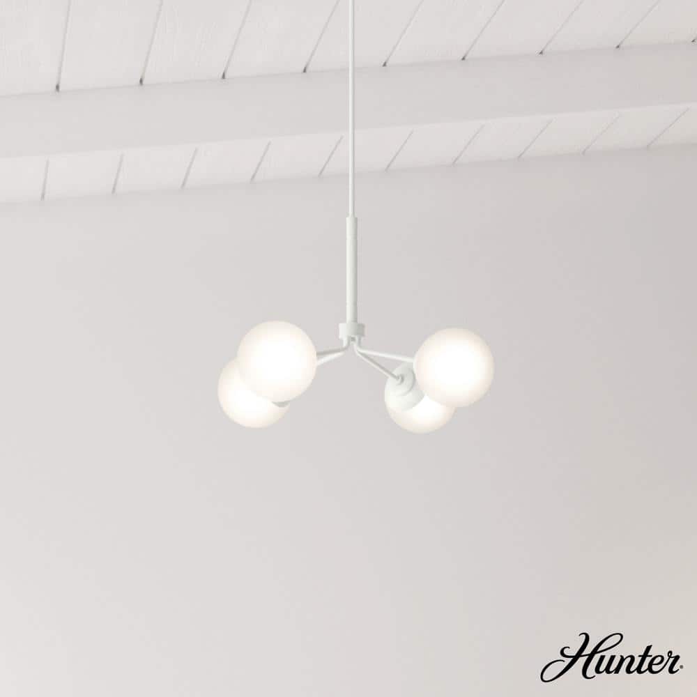 Matte White 4-Light Sputnik Chandelier with Glass Globes
