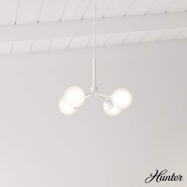 Hunter Hepburn 4 Light Matte White Chandelier Bedroom Light