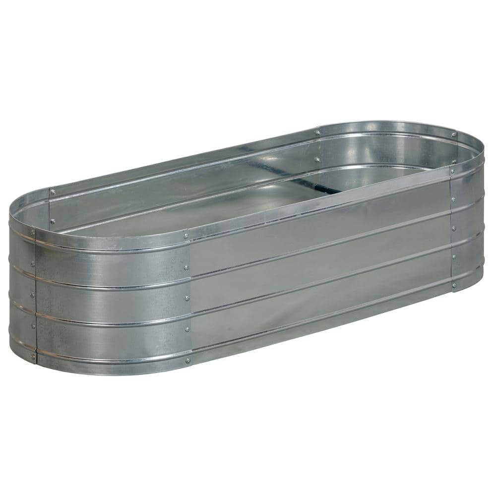 Oval Galvanized Steel Raised Garden Bed, 48 in. x 18 in. x 11.8 in.