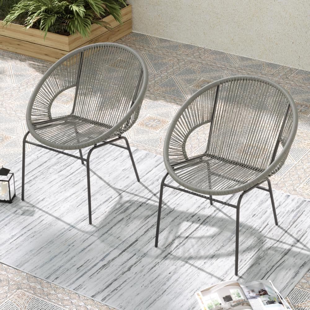 CORVUS Acapulco Gray Outdoor Lounge Chair (Set of 2) THC300108