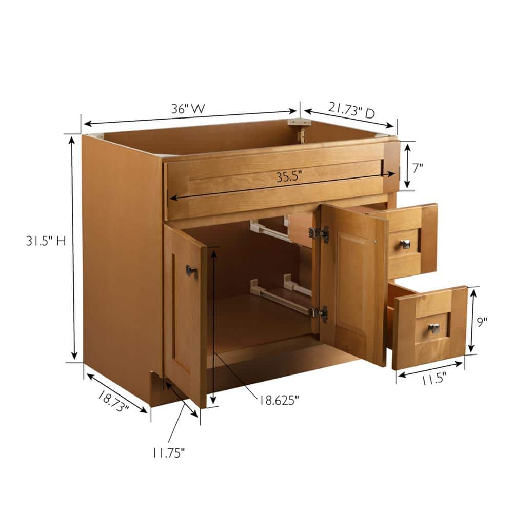 Brookings 36 Inch Modern Birch Freestanding Bathroom Vanity