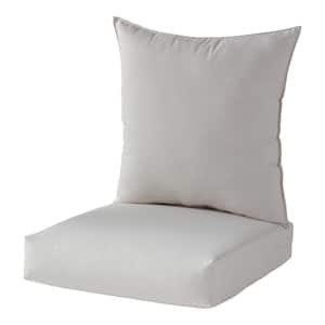 24 in. x 24 in. Sunbrella 2-Piece Outdoor Deep Seat Chair Cushion in Cast Pumice