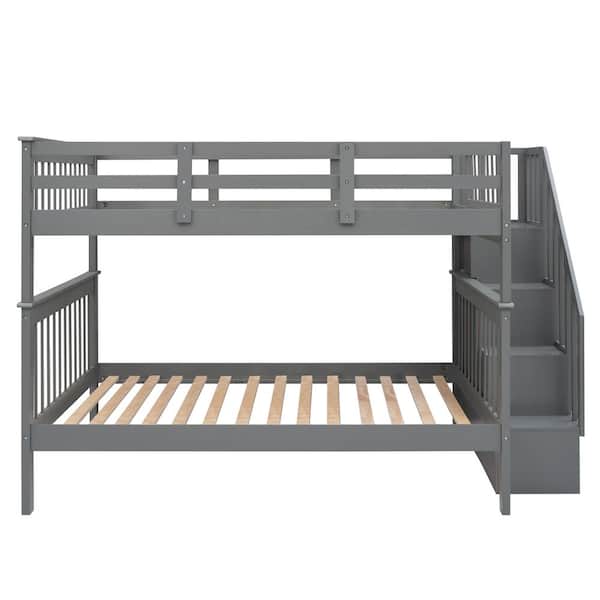 STICKON Gray Full Size Bunk Bed with Storage