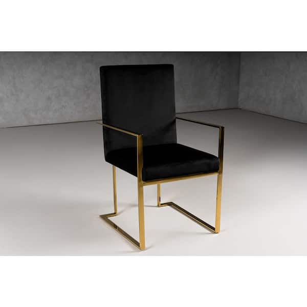 Fowler Modern Black Velvet Dining Chair