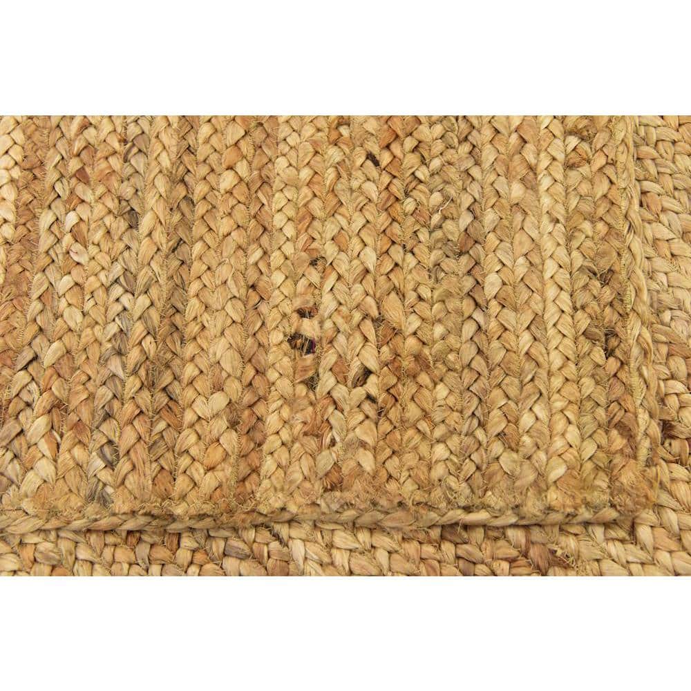 Handmade Reversible Braided Jute and Cotton Rug 8' x 10' - Natural Brown