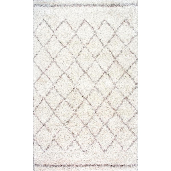 nuLOOM Edwin Plush Shag Natural 8 ft. x 10 ft. Area Rug