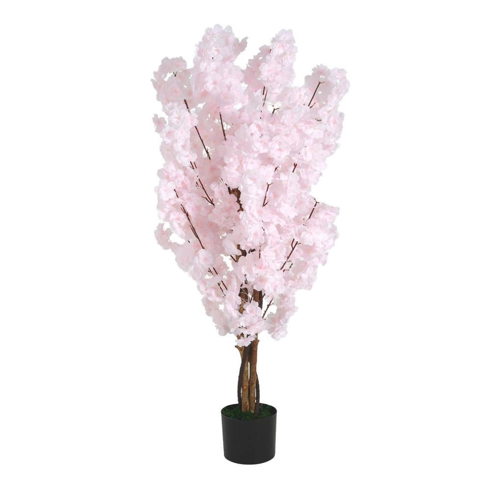 3.58 ft. Artificial Cherry Blossom Tree in Black Pot-Year-Round