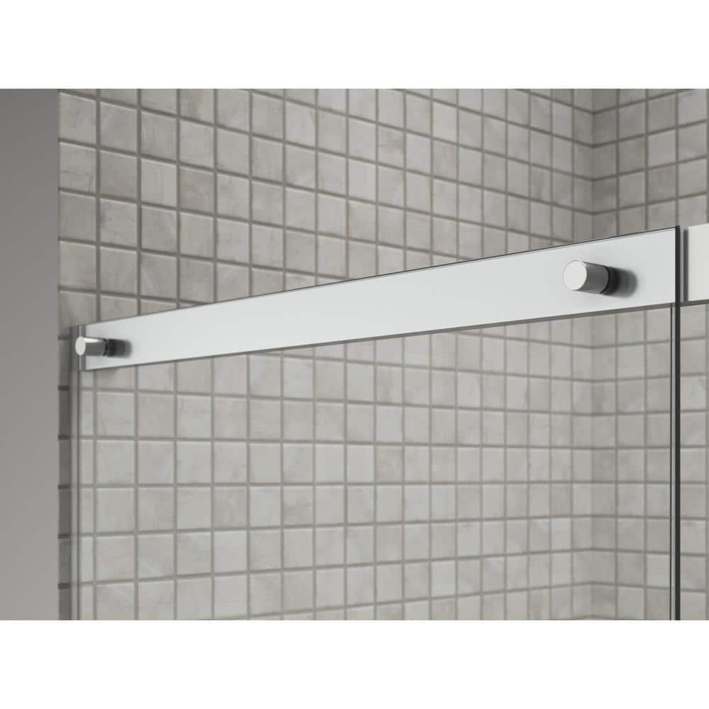 Elate Bright Silver Frameless Sliding Shower Door with Crystal Clear Glass