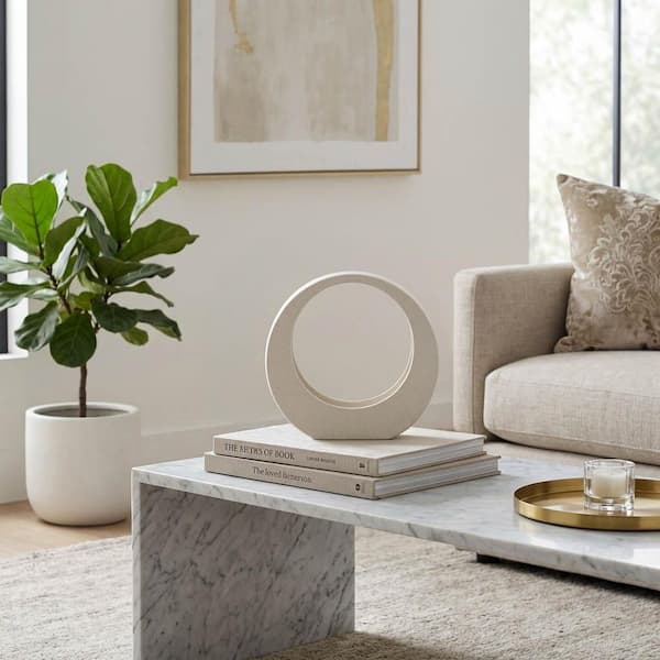 White 11.5 in. x 10.5 in. Ceramic Sand Glaze Loop Sculpture