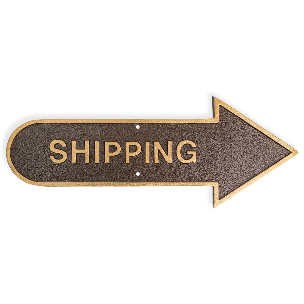 6 in. x 15.5 in. Right Arrow Shipping Statement Plaque Sign-Hammered Bronze product image for price tracking
