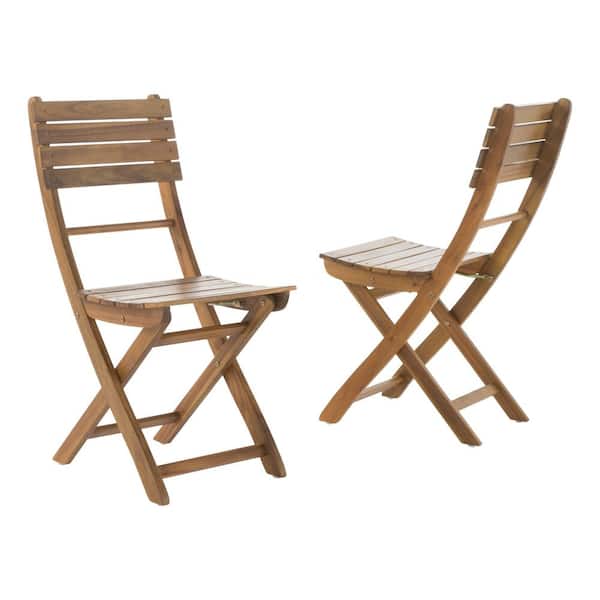 Hudson Natural Finish Foldable Wood Outdoor Patio Dining Chair (2-Pack)
